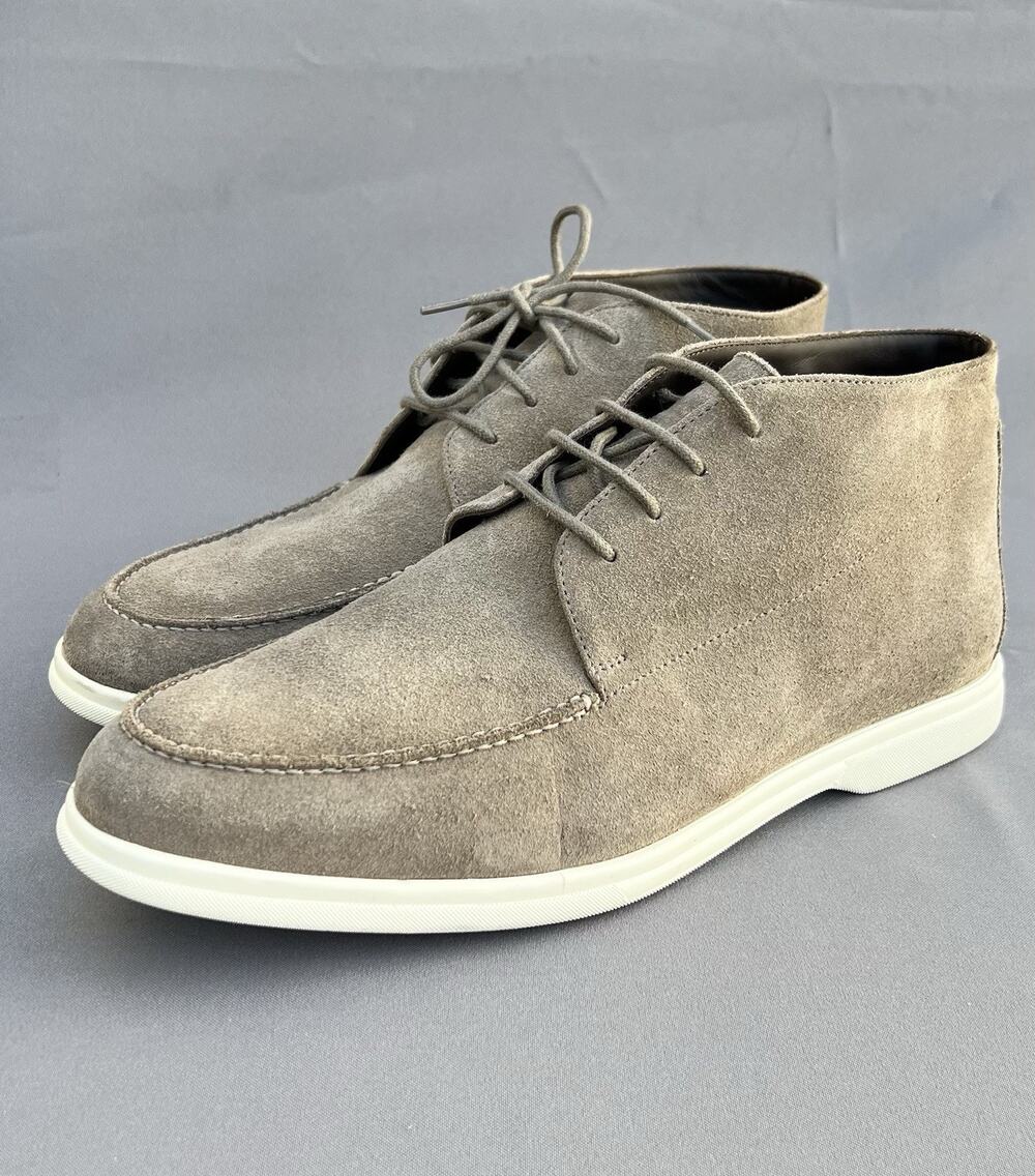CANALI Taupe Ankle Boot with Double-Effect Finish & Rubber Sole Men’s Size 10 US